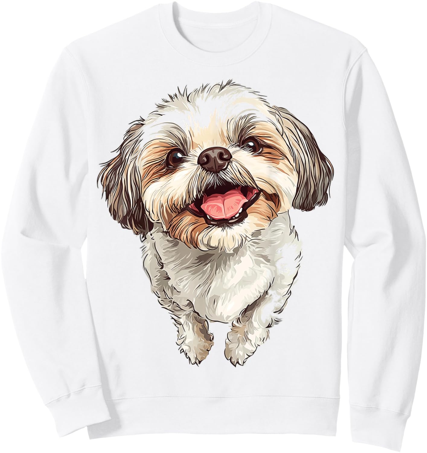 Shih Tzu Dog Graphic Pet Artwork Shih Tzu Men Women Kids Sweatshirt - Sweatshirt | White