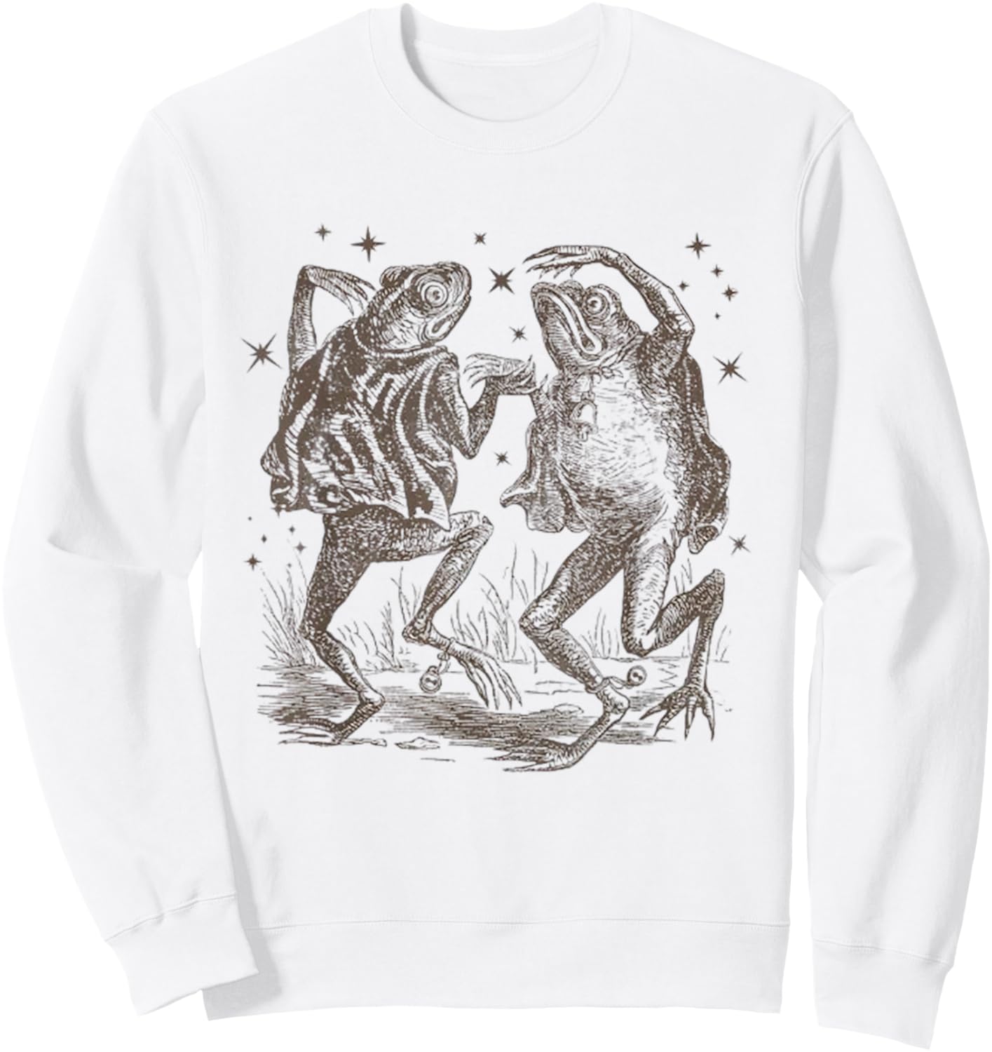 Dancing Frog Stars Vintage 90s Tattoo Style Sweatshirt - Sweatshirt | White