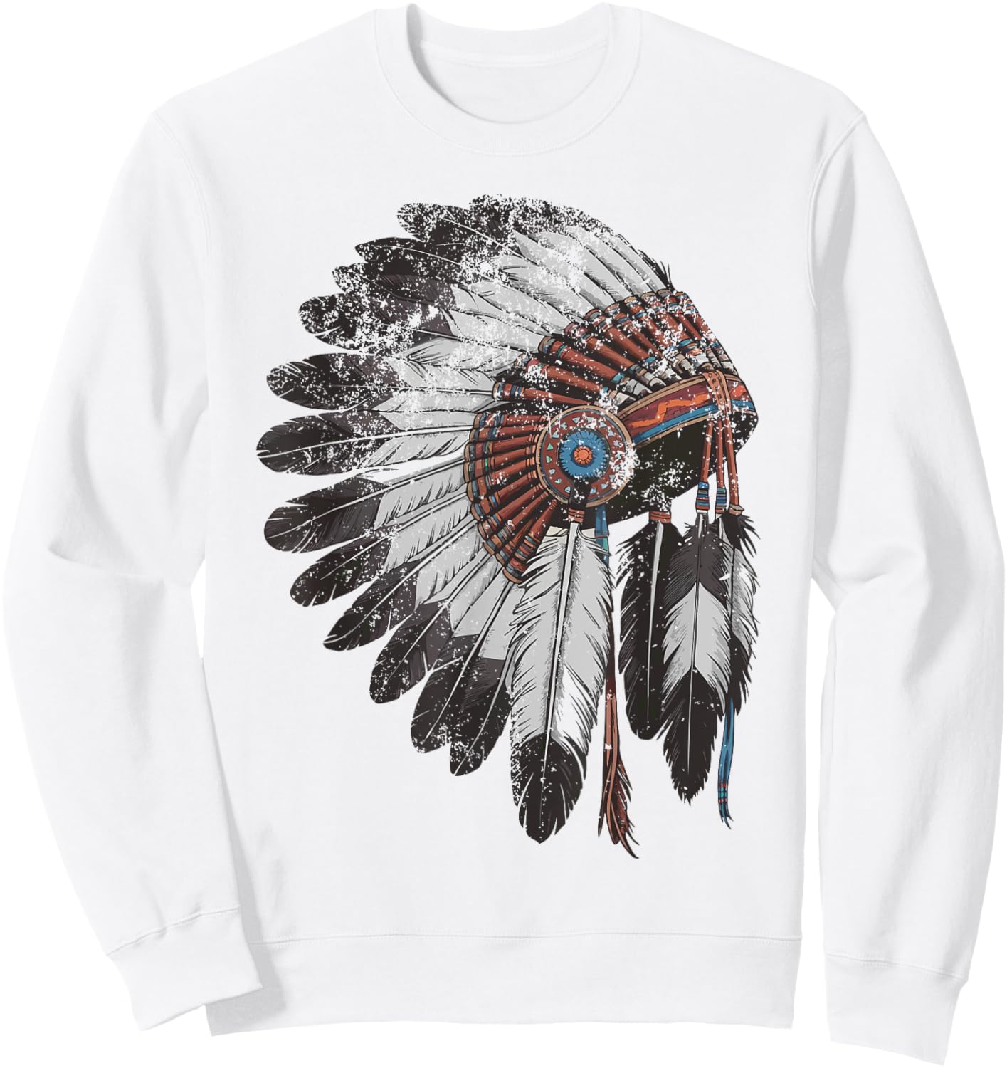 Native American Indigenous Peoples Day Indian Headdress Sweatshirt - Sweatshirt | White