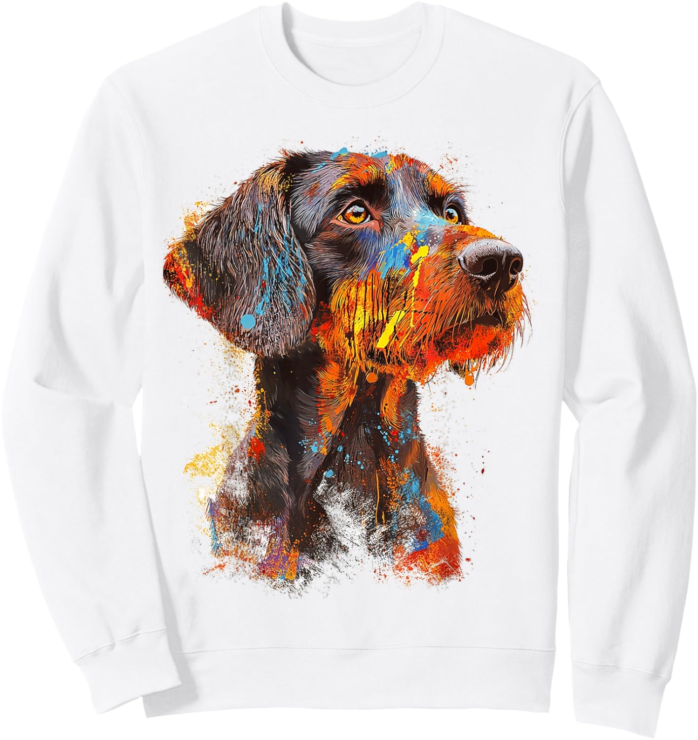 German Wirehaired Pointer Dog Motif Pet Artwork Sweatshirt - Sweatshirt | White