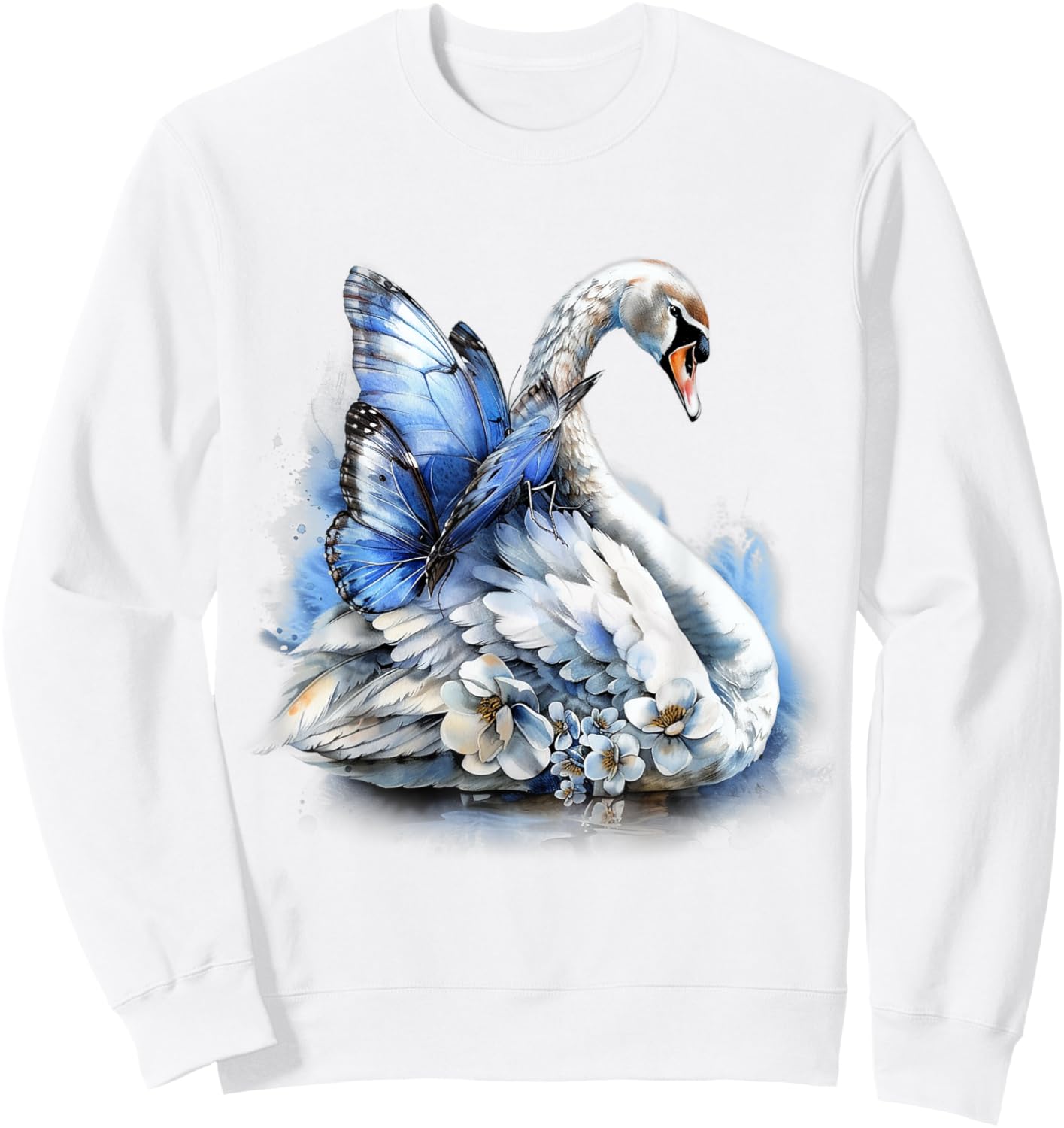 Beautiful Butterfly and Swan, Butterfly With Brilliant Wings Sweatshirt - Sweatshirt | White