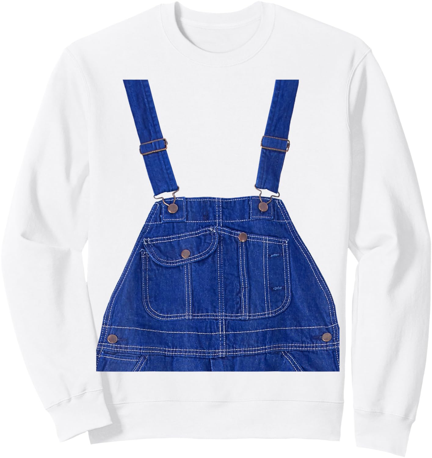 Blue Color Overall Printed On A Yellow Color Sweatshirt - Sweatshirt | White