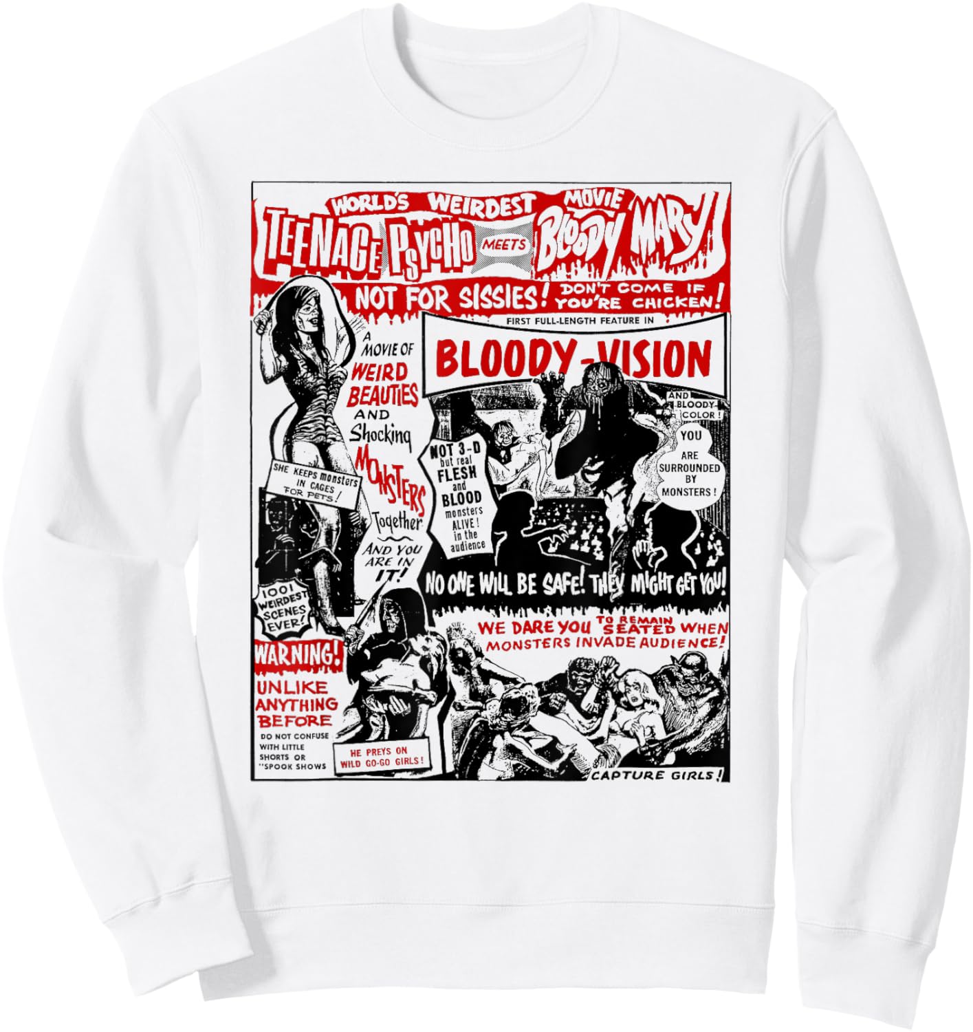 Vintage Halloween Slasher Horror Movie Sweatshirt - Sweatshirt | White