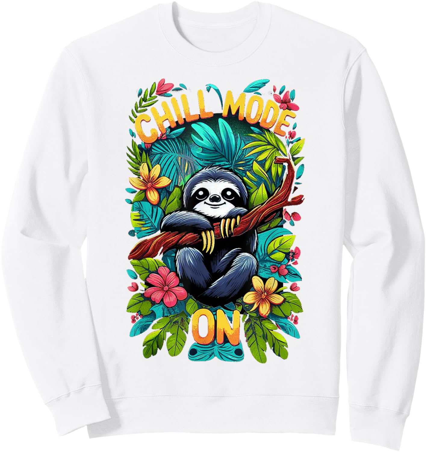 1000 Cute Vintage , White, Small, Short Sleeve, Cartoon, Koala Bear, Cute, Vintage, Chill Mode On Sweatshirt - Sweatshirt | White