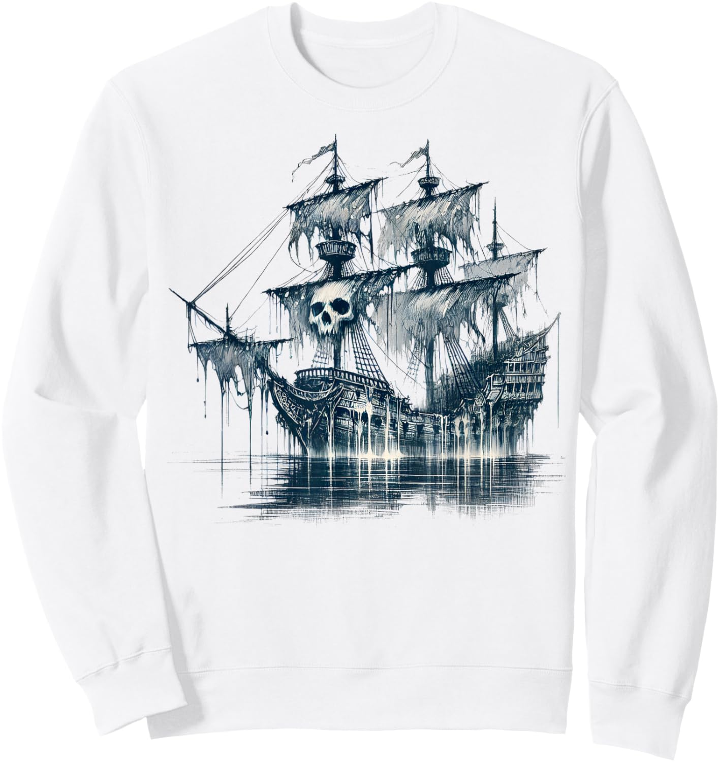 Cool Ghost Ship with Skull Argh Pirate Sweatshirt - Sweatshirt | White