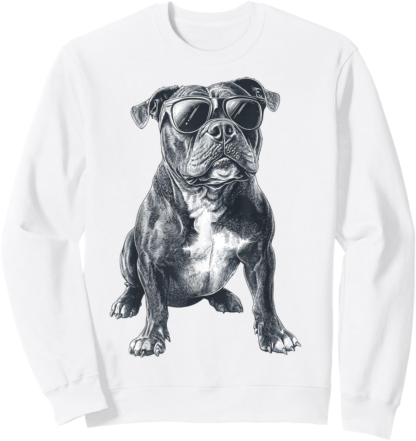 American Bully Dog Motif Pet Illustration American Bully Sweatshirt - Sweatshirt | White
