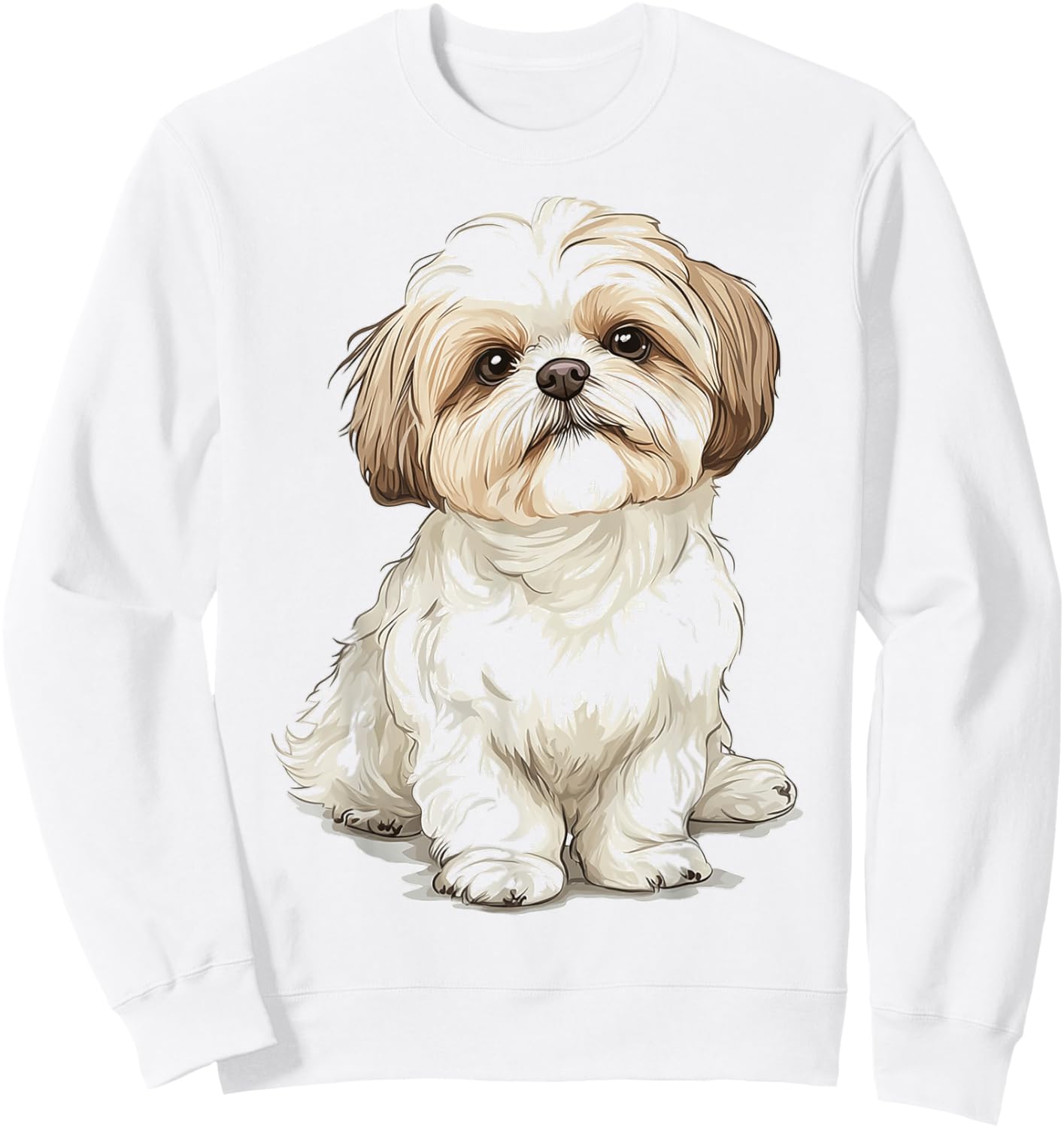 Shih Tzu Dog Motif Pet Artwork Shih Tzu Sweatshirt - Sweatshirt | White