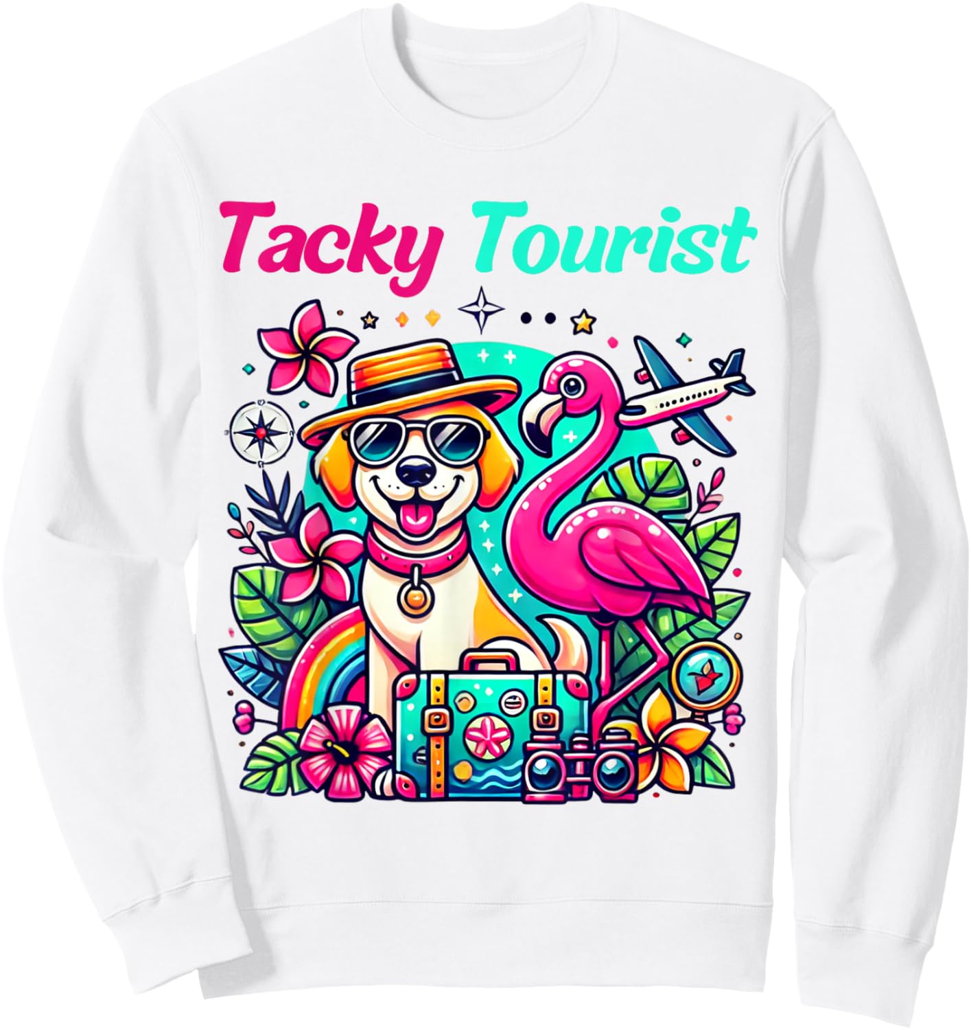 Vacay Tacky Tourist Outfit Wacky Cruise Costume Idea Tacky Sweatshirt - Sweatshirt | White