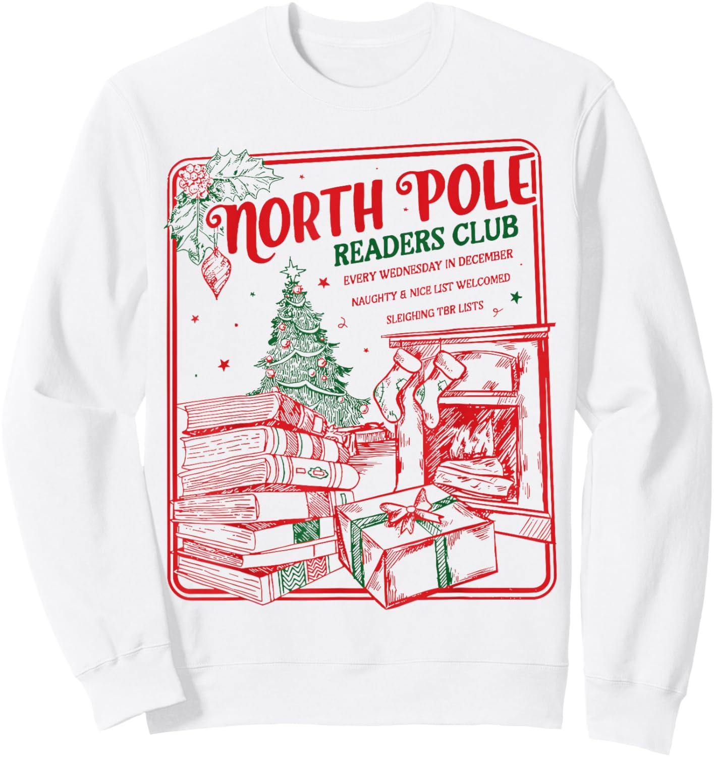 North Pole Readers Club Santa Teacher Xmas Christmas Sweatshirt - Sweatshirt | White