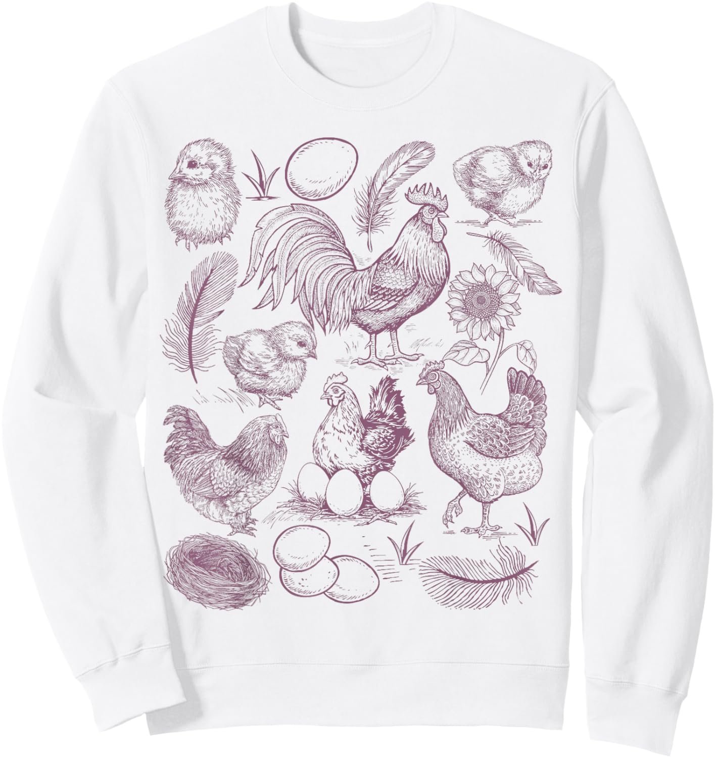 Vintage Chicken Farm Shirt Rustic Country Farm Chicken Mom Sweatshirt - Sweatshirt | White