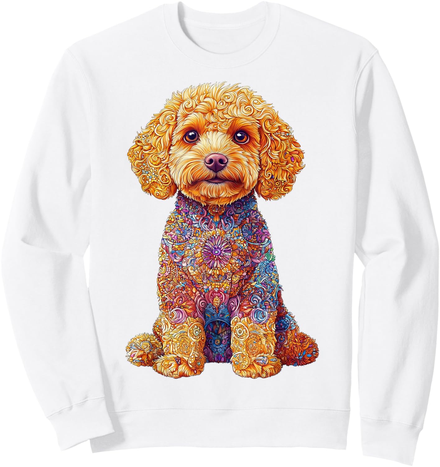 Maltipoo Dog Motif Pet Artwork Mandala Maltipoo Sweatshirt - Sweatshirt | White