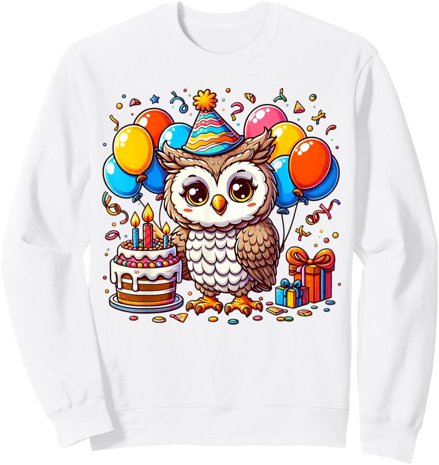 Owl Kids Birthday Party Boy Bday Girl Candles Sweatshirt - Sweatshirt | White