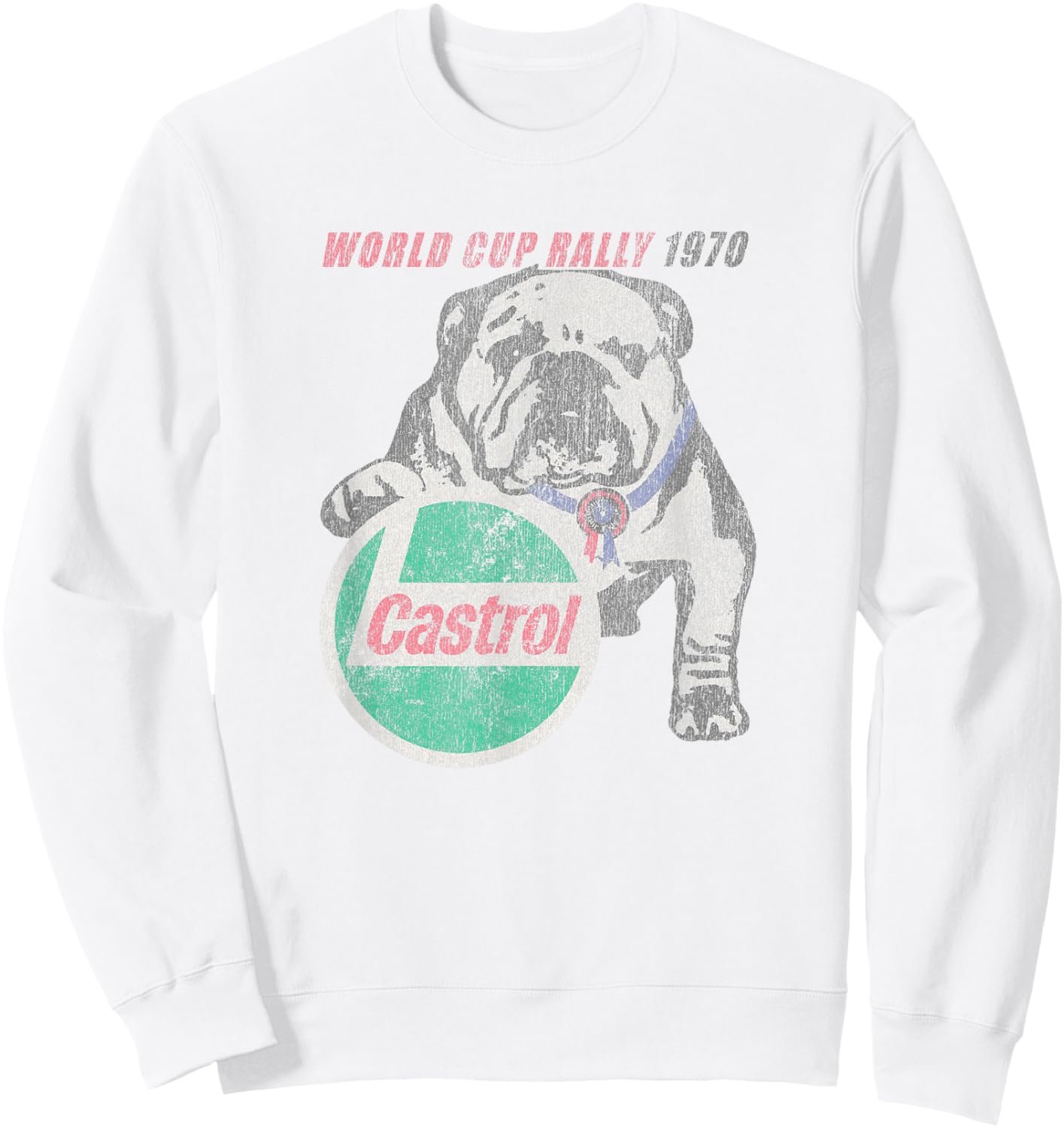 Castrol Vintage Logo - Men's Adults White Small Classic Fit Short Sleeve Sweatshirt - Sweatshirt | White