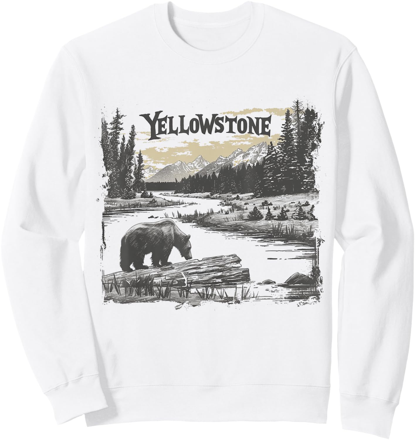 Yellowstone - US National Park Vintage Men Women Kids Retro Sweatshirt - Sweatshirt | White