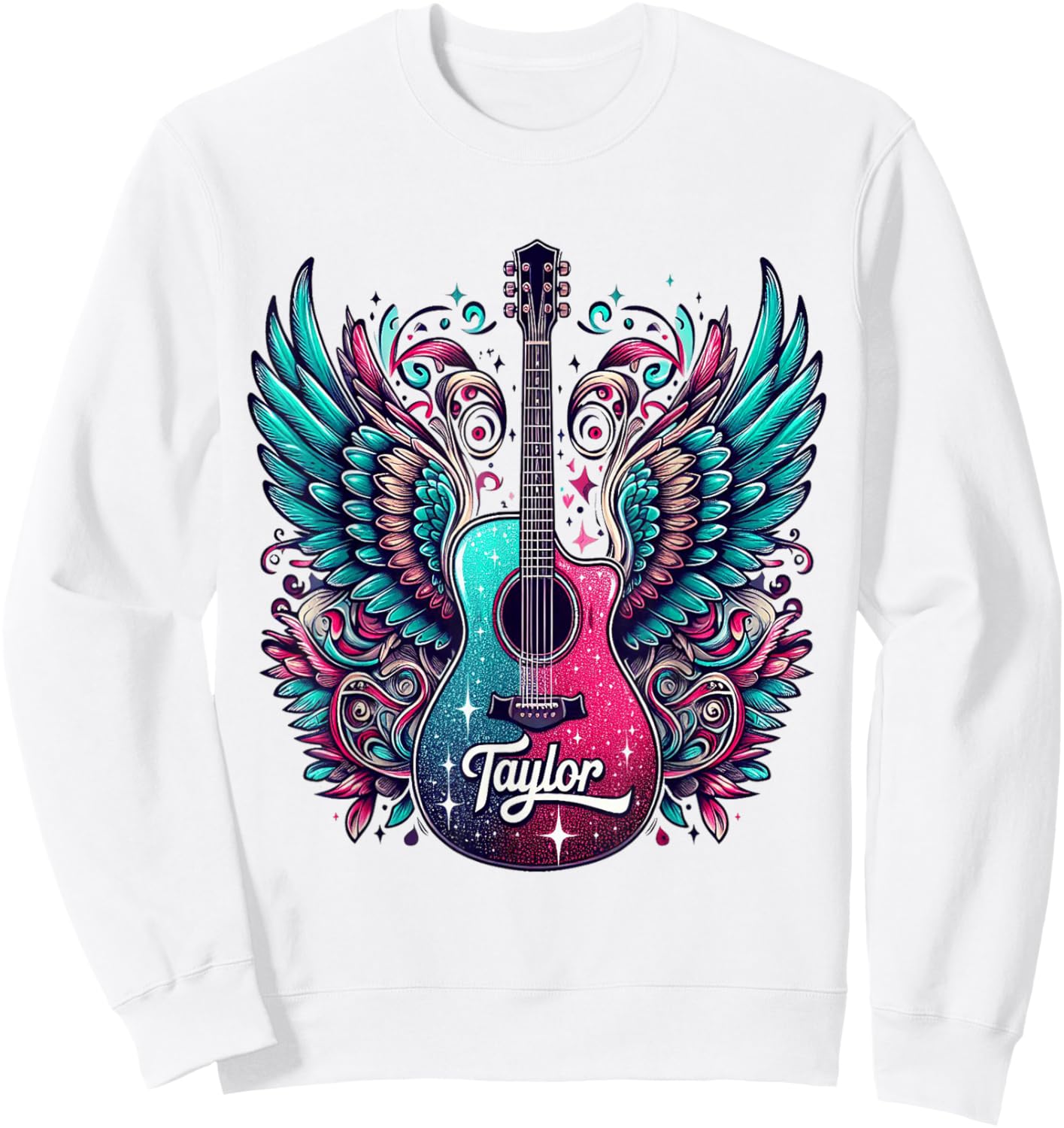 Girl Retro Taylor First Name Personalized Groovy 80's Sweatshirt - Sweatshirt | White