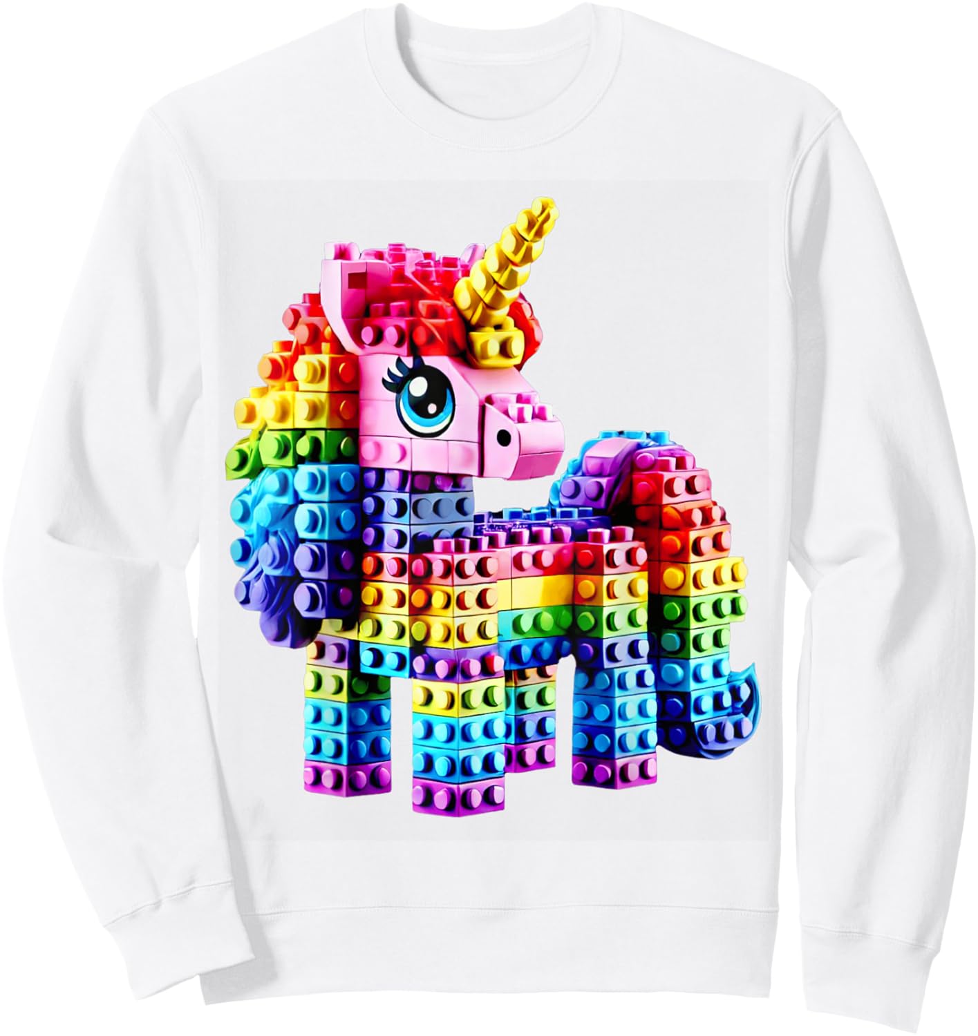 Colorful Unicorn Master Builder Funny Building Blocks Bricks Sweatshirt - Sweatshirt | White