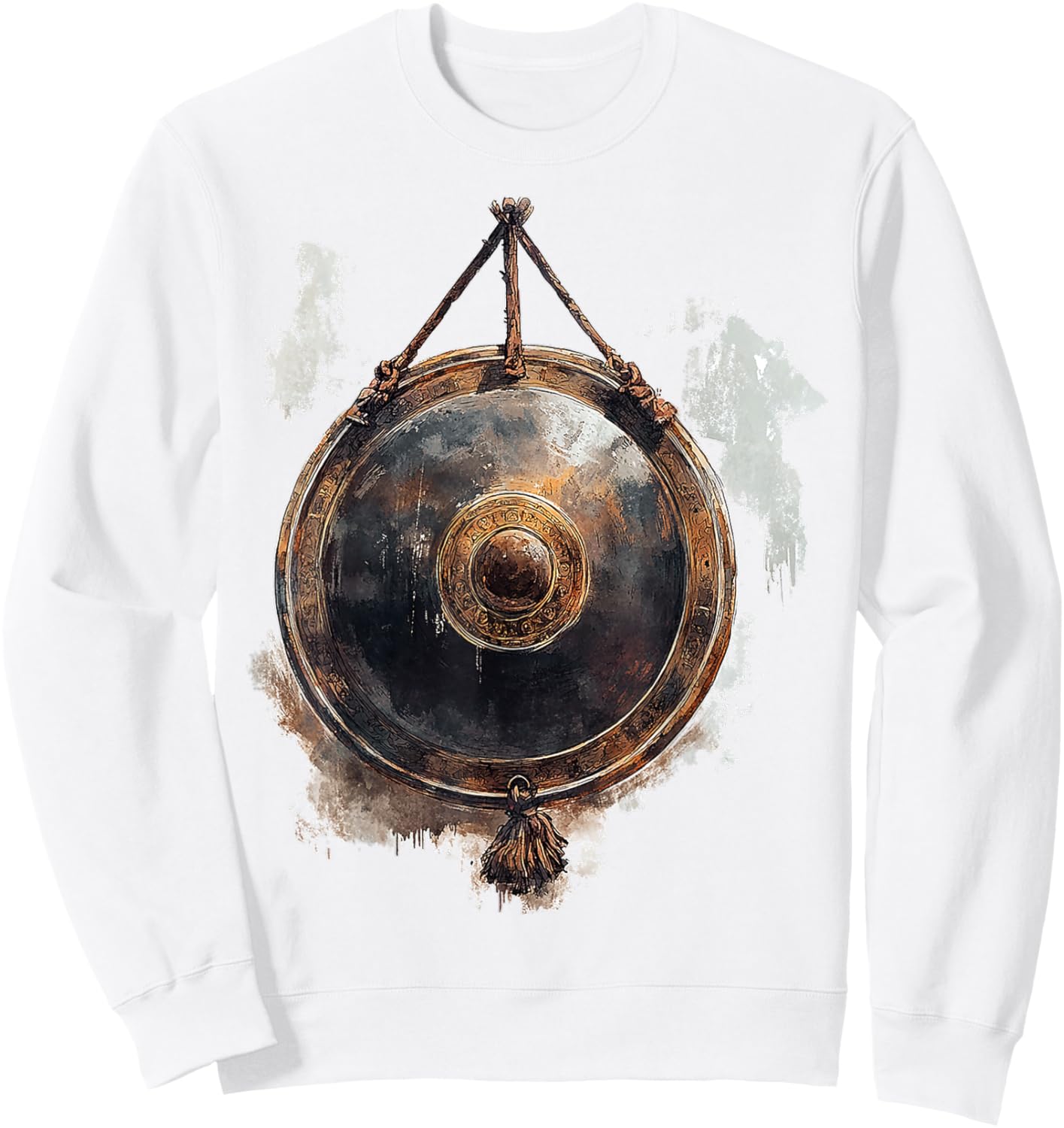 Gong Music Instrument Motif Artwork Gong Sweatshirt - Sweatshirt | White