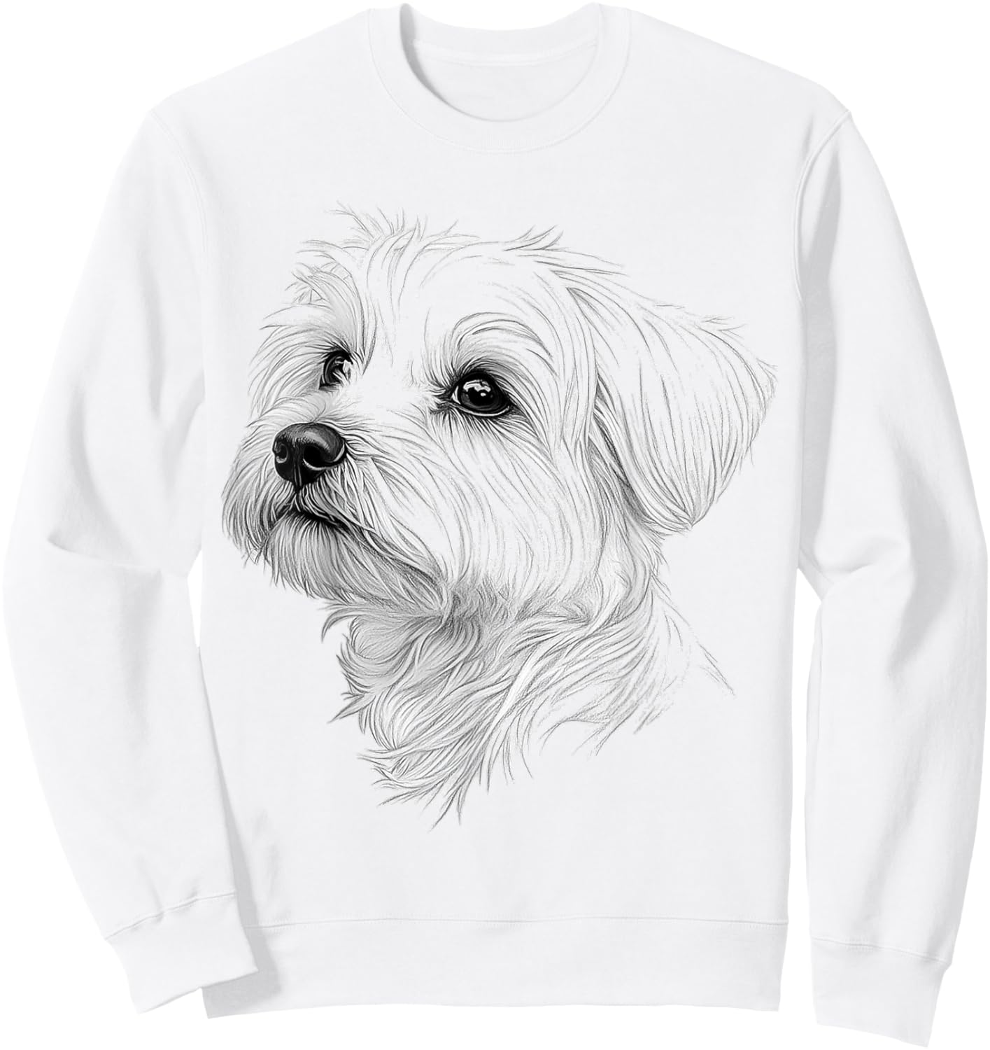 Maltese Dog Graphic Pet Illustration Maltese Women Kids Sweatshirt - Sweatshirt | White