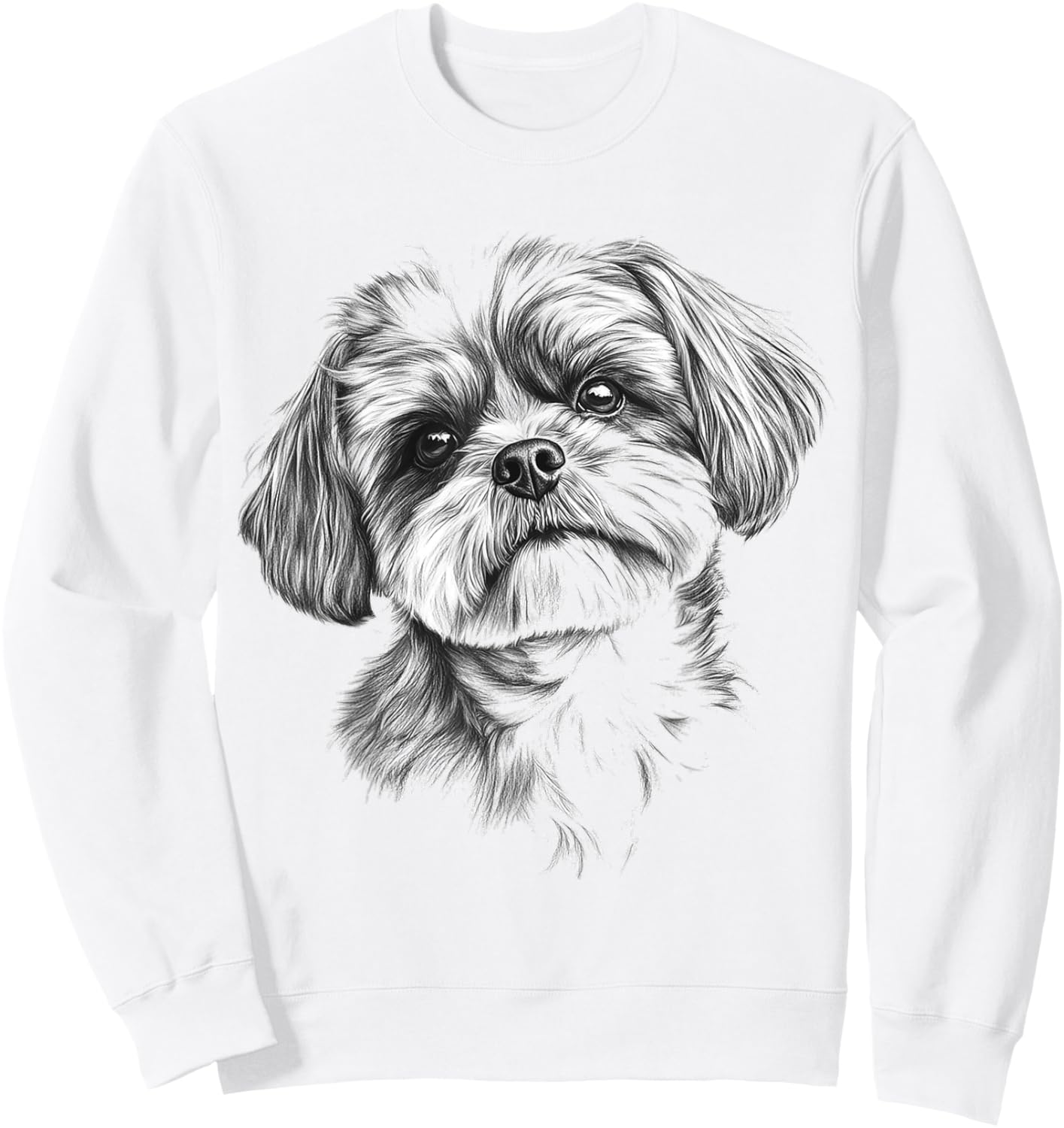 Shih Tzu Dog Motif Pet Illustration Shih Tzu Sweatshirt - Sweatshirt | White