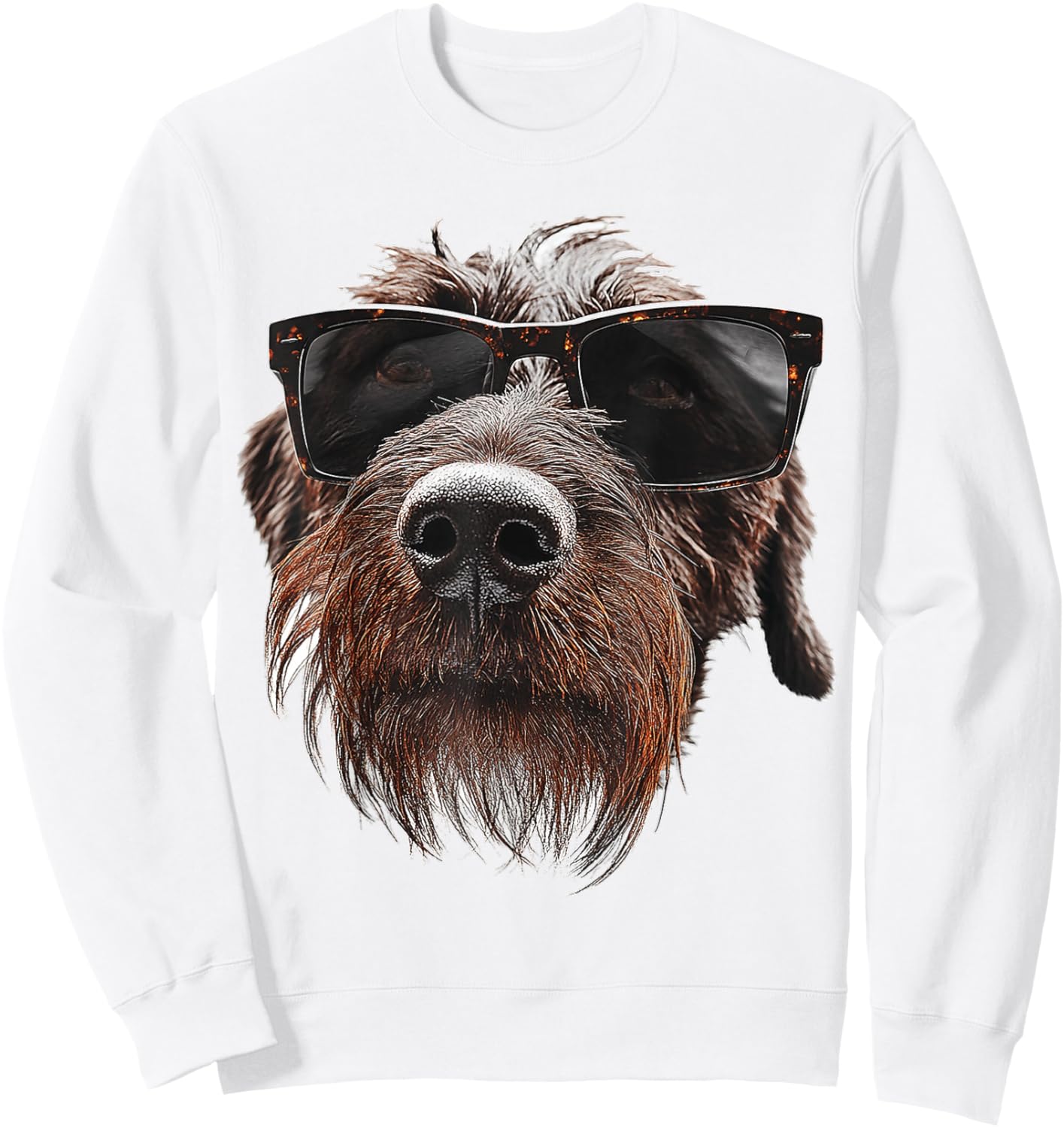 German Wirehaired Pointer Dog Graphic Pet Illustration Sweatshirt - Sweatshirt | White
