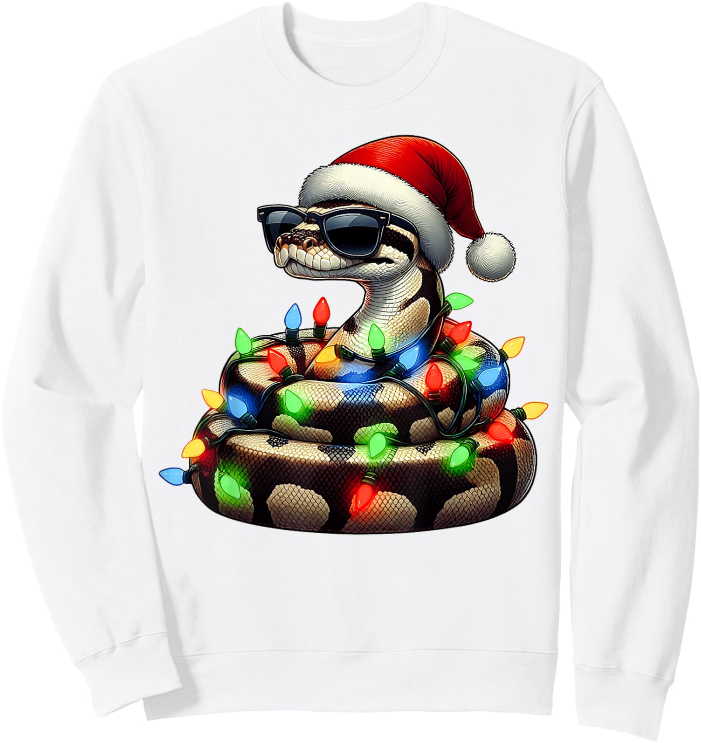 Ball Python Snake Sunglasses Cute Christmas Xmas Sweatshirt - Sweatshirt | White