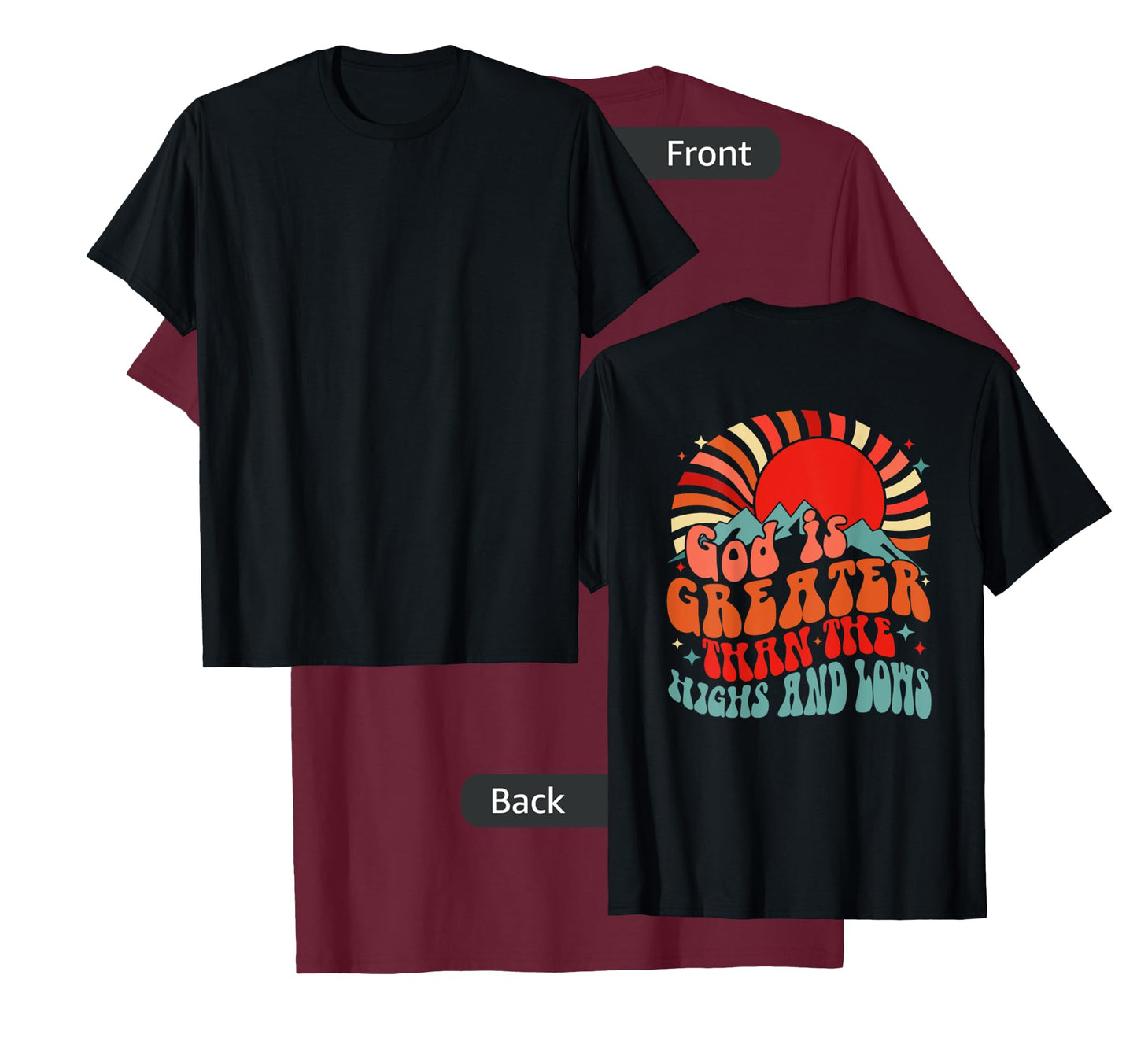 Vintage sunset mountain God is greater than the highs & low T-Shirt