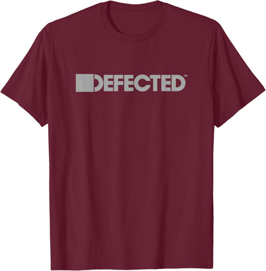 Defected Logo Grey Print T-Shirt - T-Shirt | Maroon