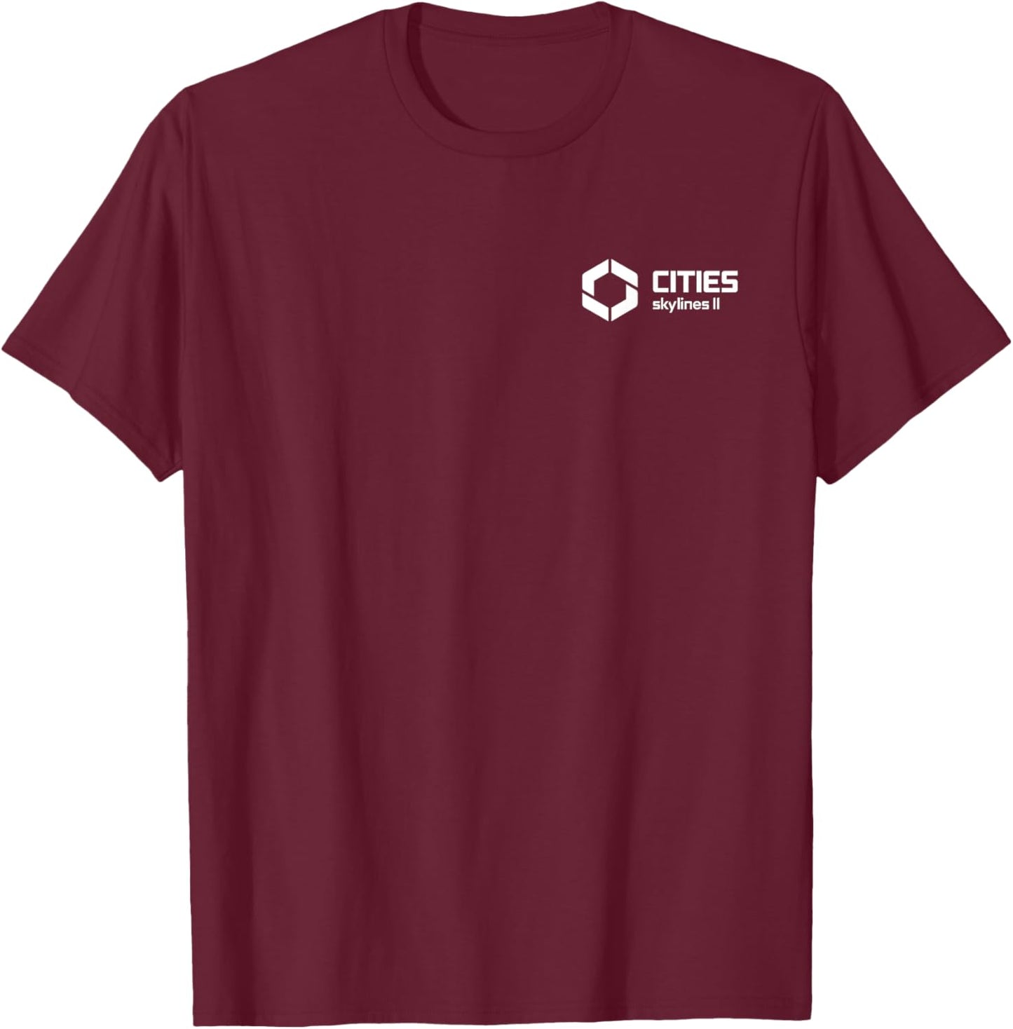 Cities Skylines II game logo white T-Shirt - T-Shirt | Maroon