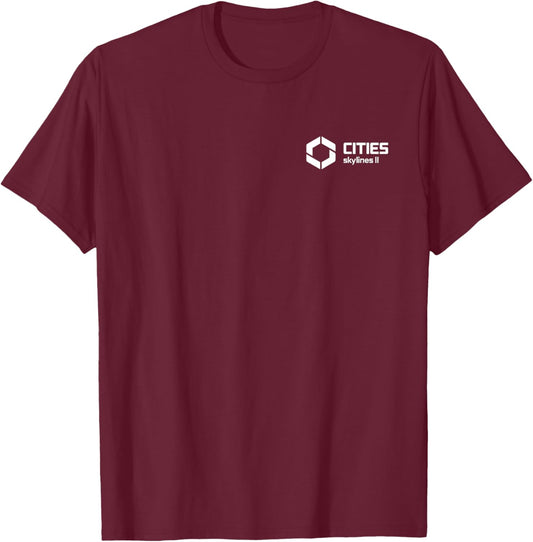 Cities Skylines II game logo white T-Shirt - T-Shirt | Maroon