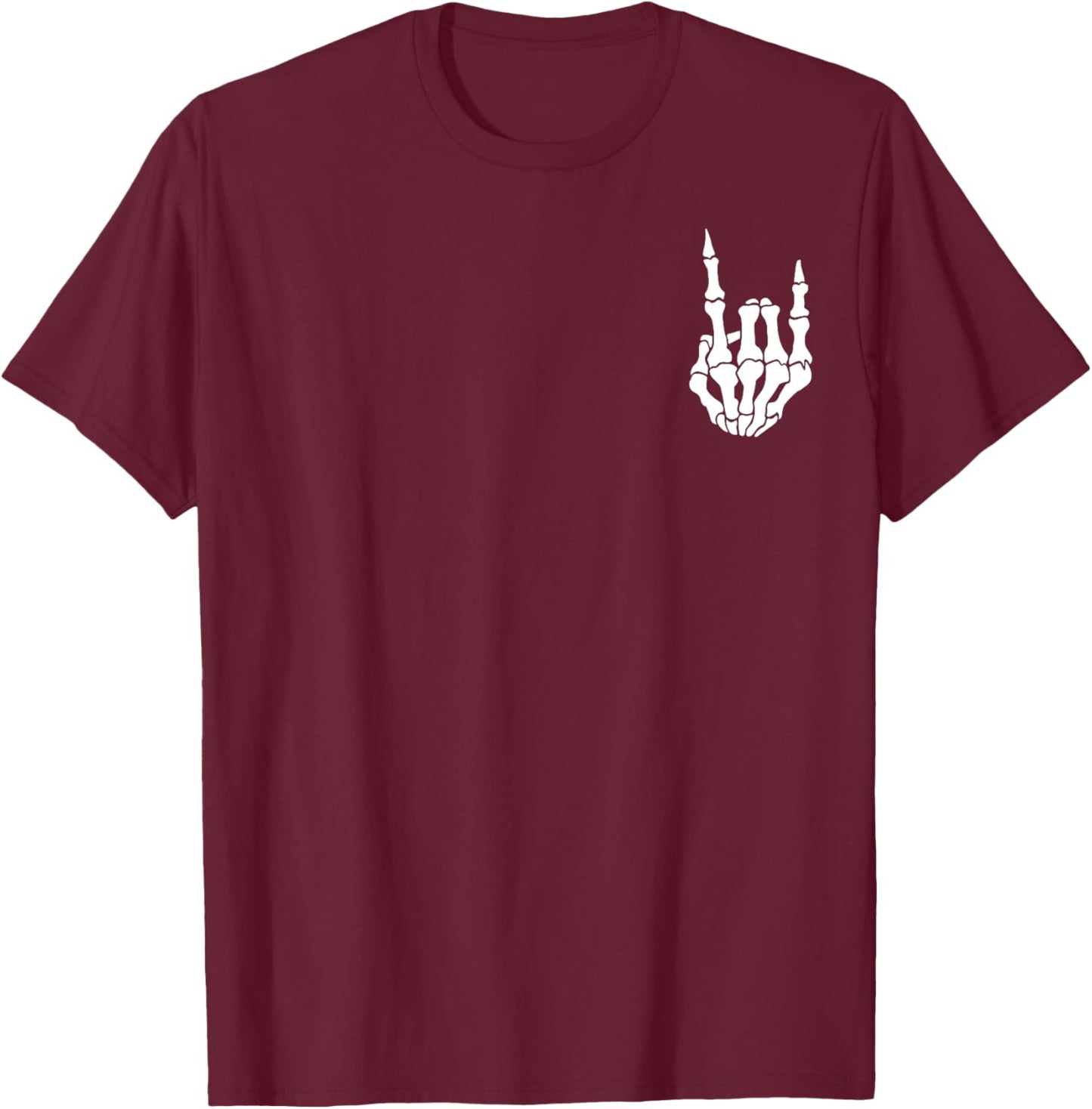 Punk Skeleton Hand Cool Halloween Rock Men Women Boys Kids T-Shirt - T-Shirt | Maroon