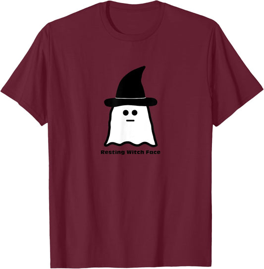 Resting Witch Face Funny Ghost Halloween T-Shirt - T-Shirt | Maroon