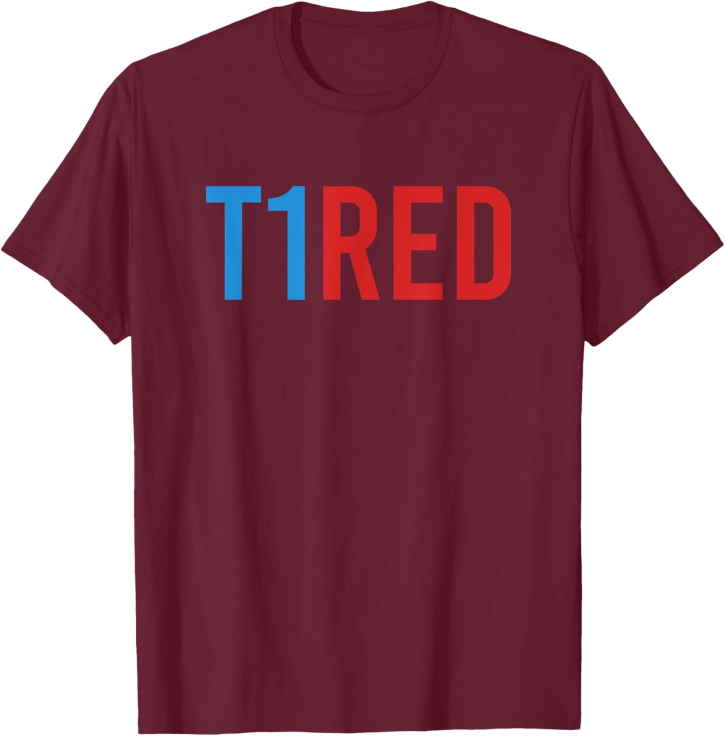 T1red Blue Ribbon November Diabetes Awareness T-Shirt - T-Shirt | Maroon