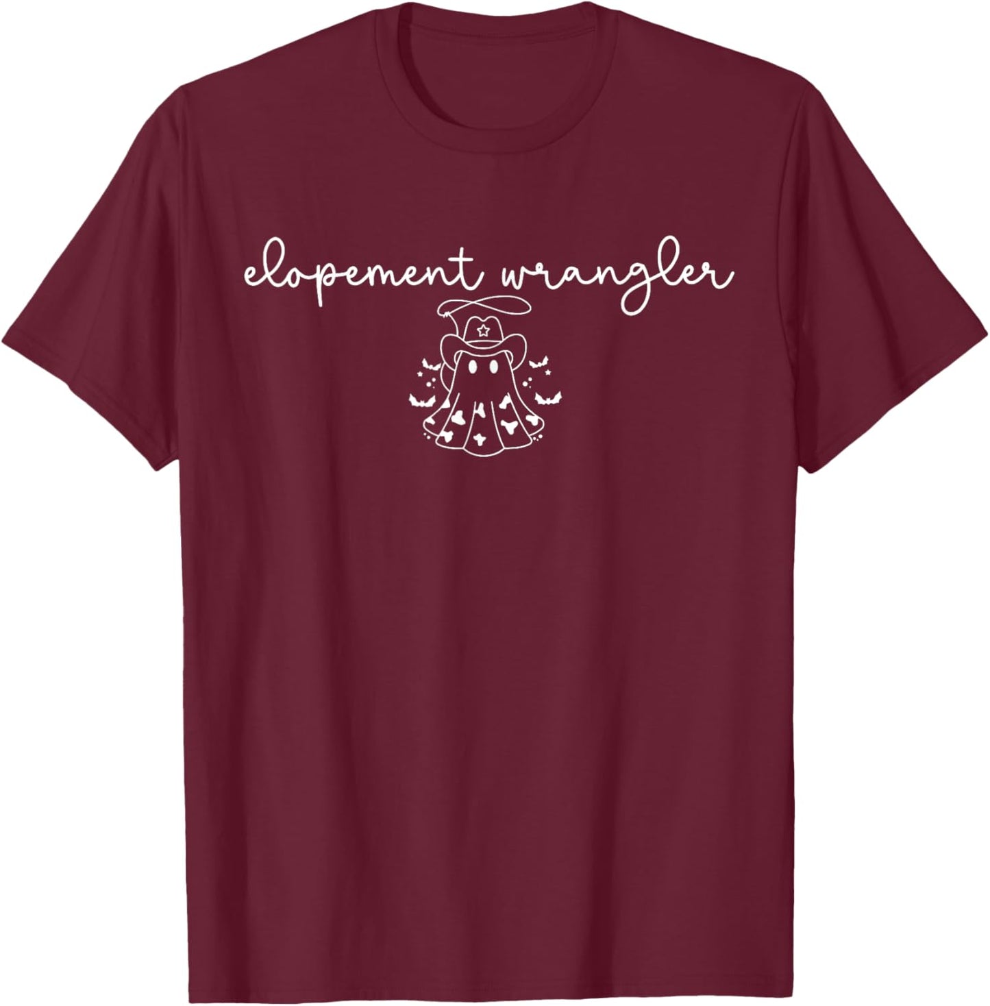 Elopement Wrangler Western Ghost Halloween Funny ABA Therapy T-Shirt - T-Shirt | Maroon
