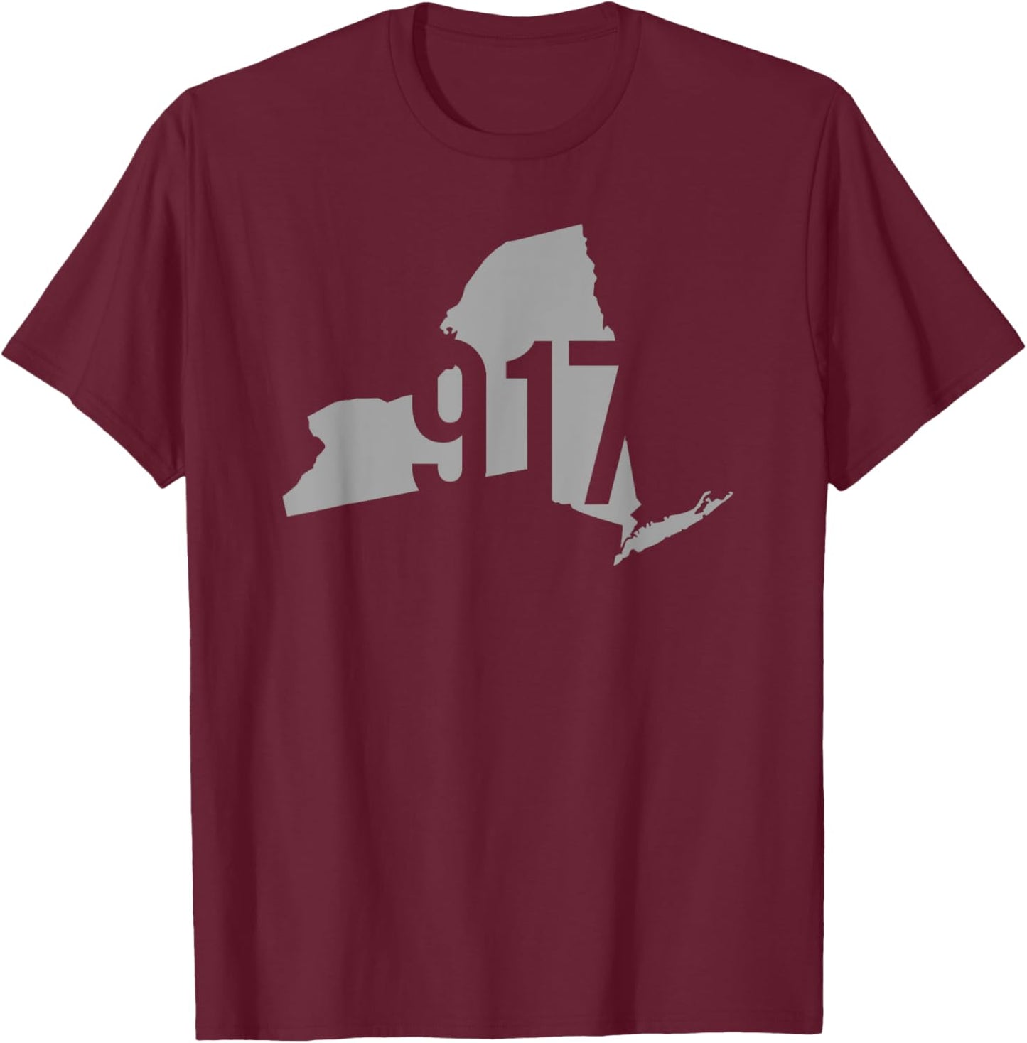 917 Area Code, NYC, Bronx, Brooklyn, Queens, Staten Island T-Shirt - T-Shirt | Maroon