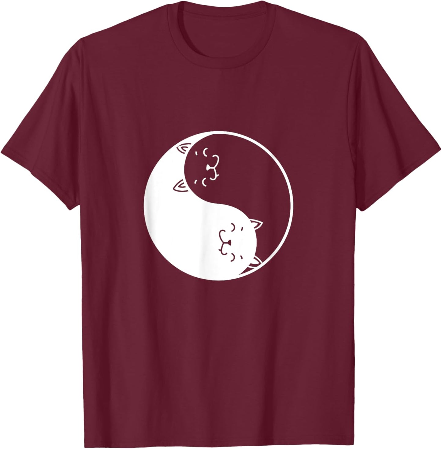 Yin and Yang Cats T-Shirt - T-Shirt | Maroon