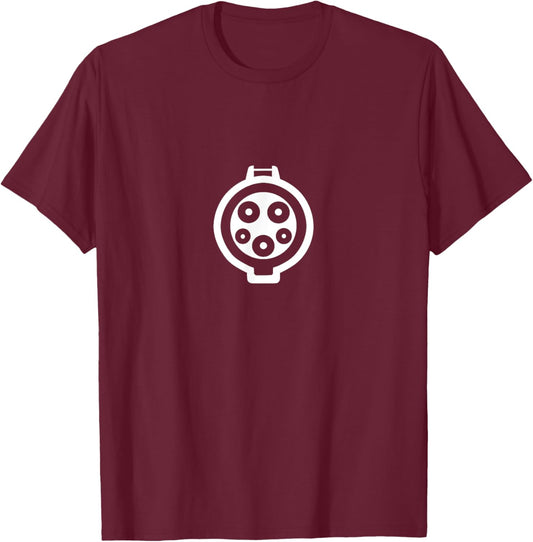 Electric Car J Plug, Type 1 Connector, J1772 Vehicle Charger T-Shirt - T-Shirt | Maroon