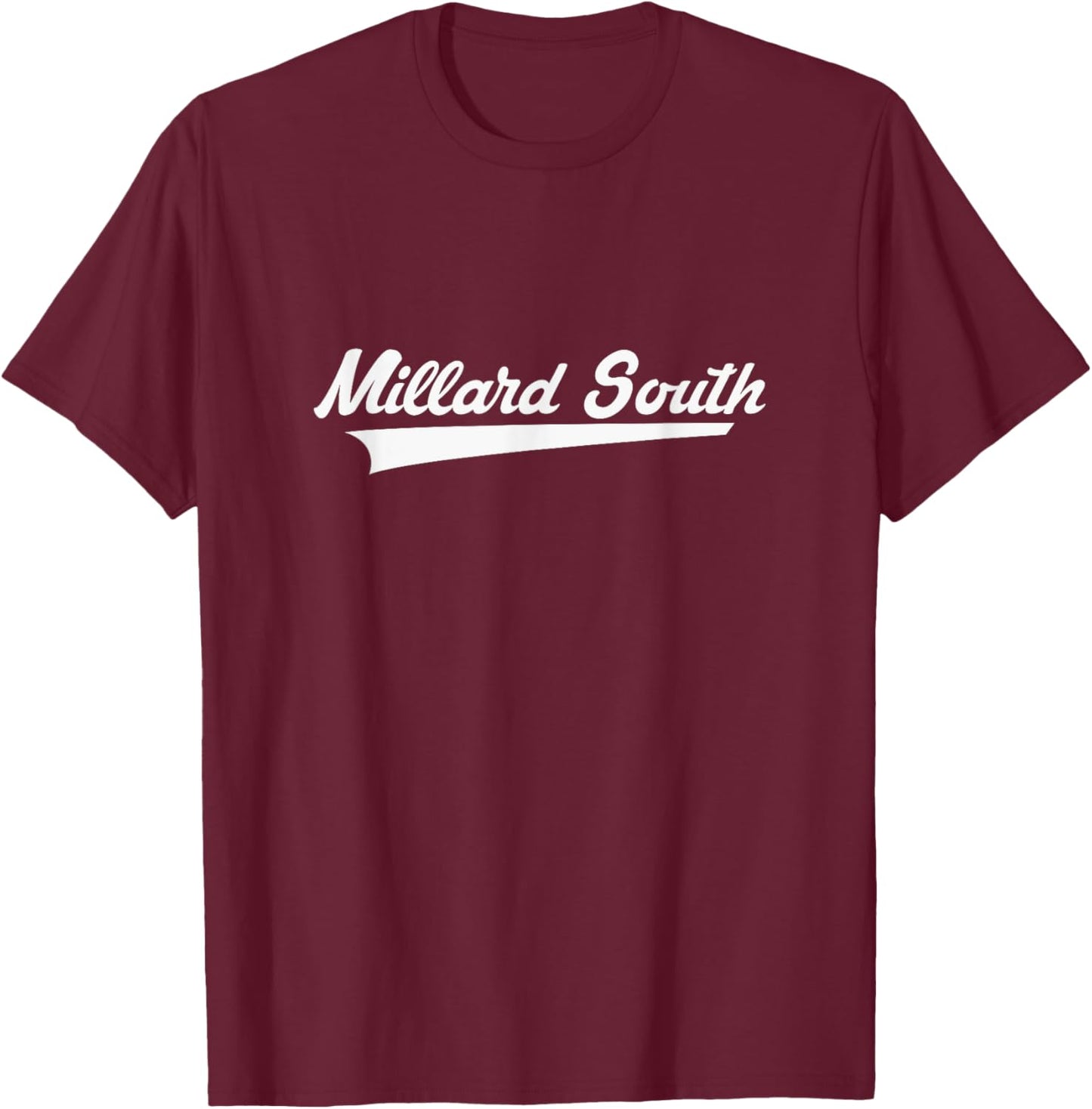 Millard South High School Vintage Swoosh T-Shirt - T-Shirt | Maroon
