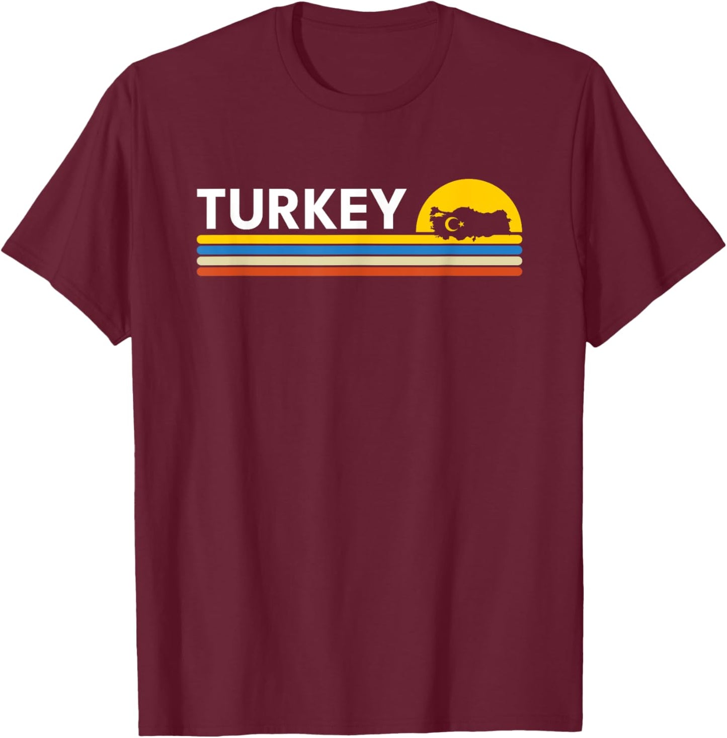 Turkey Country Map Vintage Retro Souvenirs T-Shirt - T-Shirt | Maroon