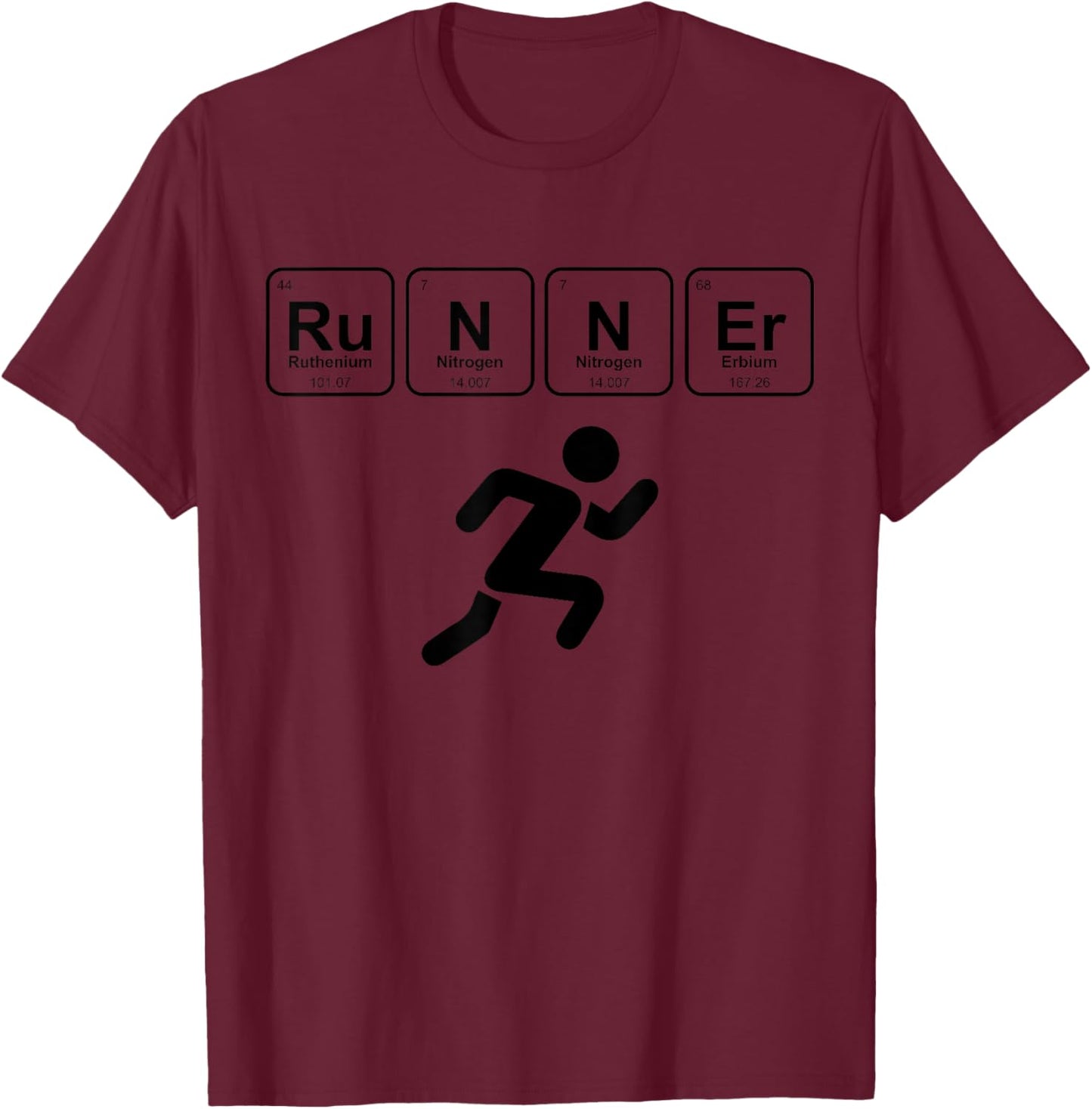 Runner Periodic Table Funny Running Marathon Lovers Outfit T-Shirt - T-Shirt | Maroon