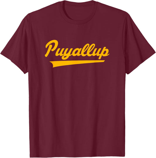 Puyallup High School Vintage Swoosh T-Shirt - T-Shirt | Maroon