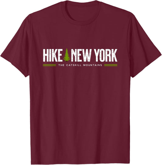 New York The Catskills Hike Tree Retro Graphic T-Shirt - T-Shirt | Maroon