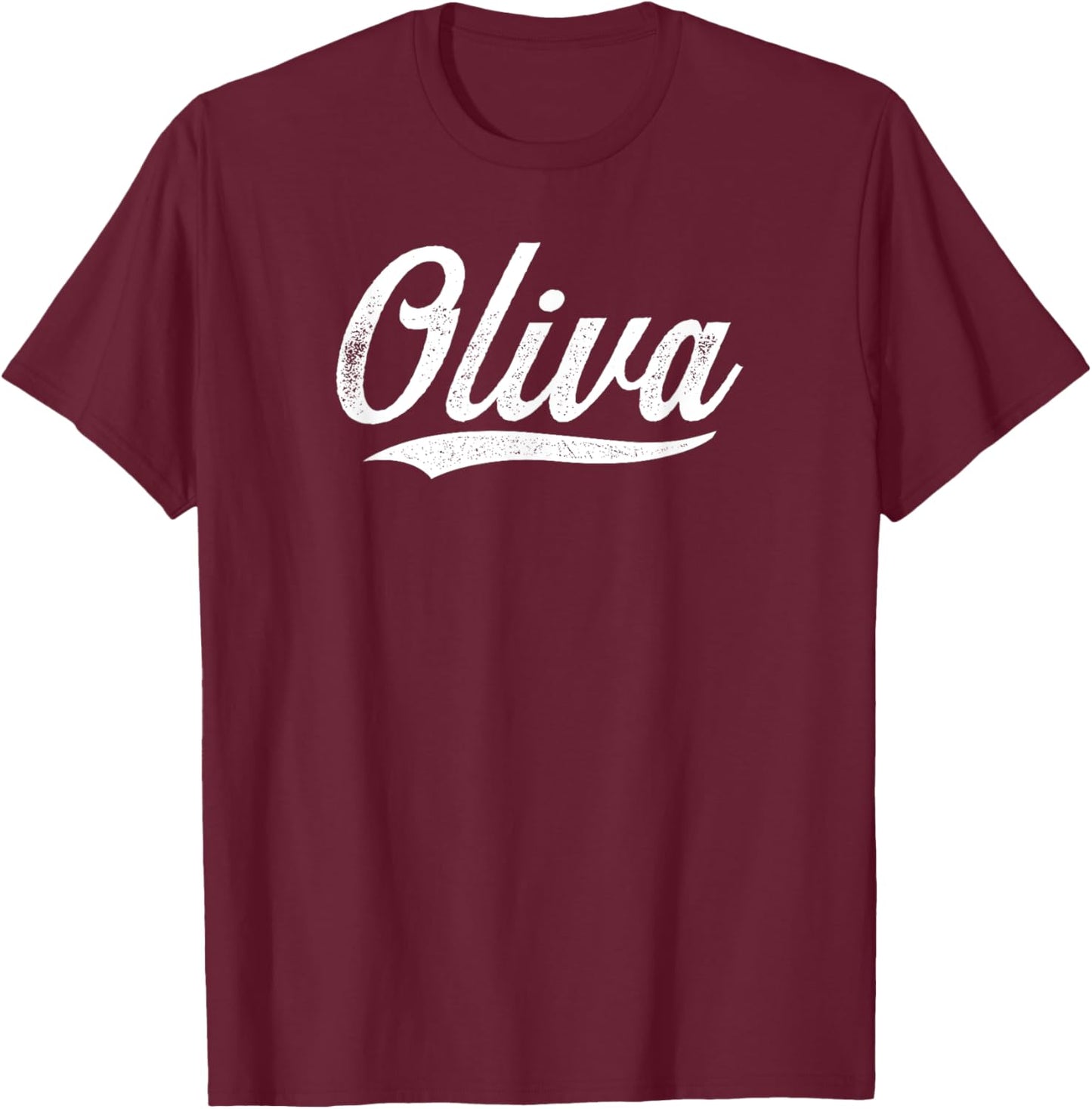 Distressed Script Albert Oliva Prospect Baseball Fan Gear T-Shirt - T-Shirt | Maroon