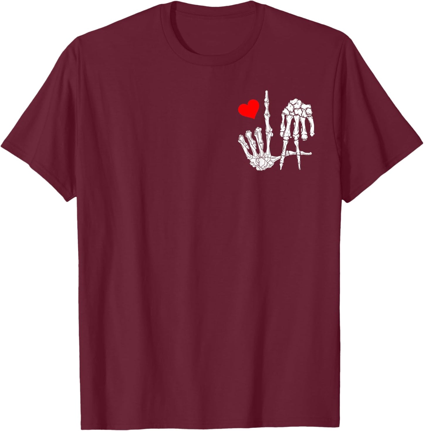 I Love Los Angeles With Skeleton LA Sign to Represent City T-Shirt - T-Shirt | Maroon