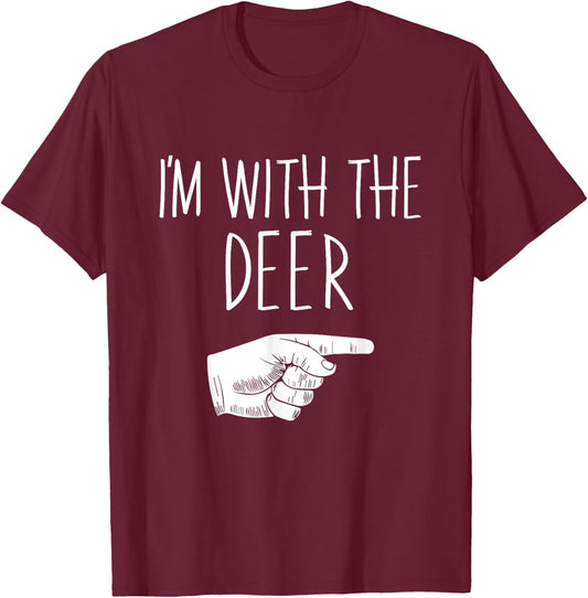 I'm With The Deer Halloween Costume Party Matching T-Shirt - T-Shirt | Maroon