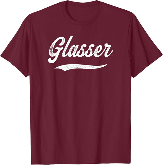 Distressed Script Phillip Glasser Prospect Baseball Fan Gear T-Shirt - T-Shirt | Maroon