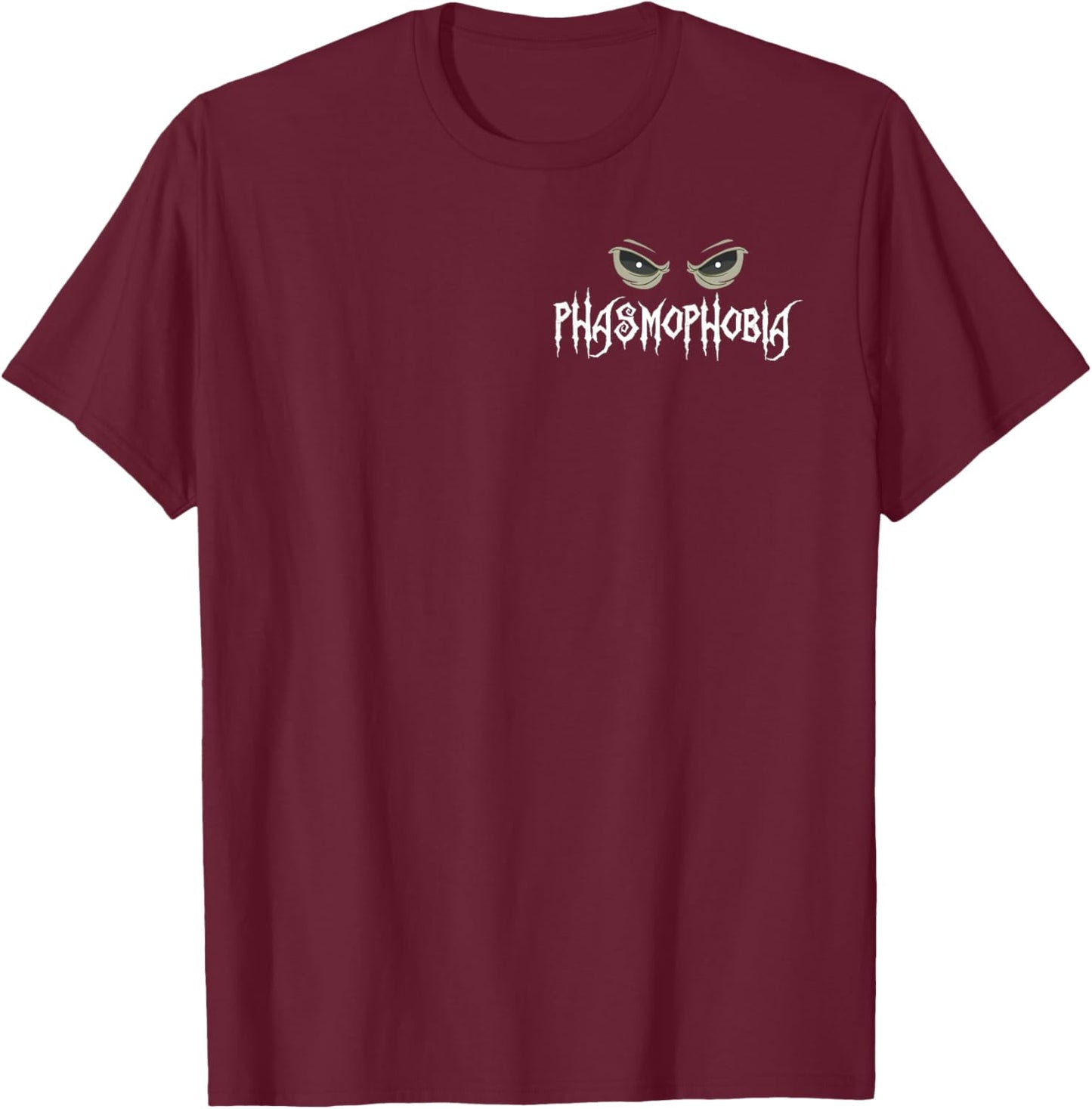 Phasmophobia Spooky Horror Eyes Ghost Hunting T-Shirt - T-Shirt | Maroon