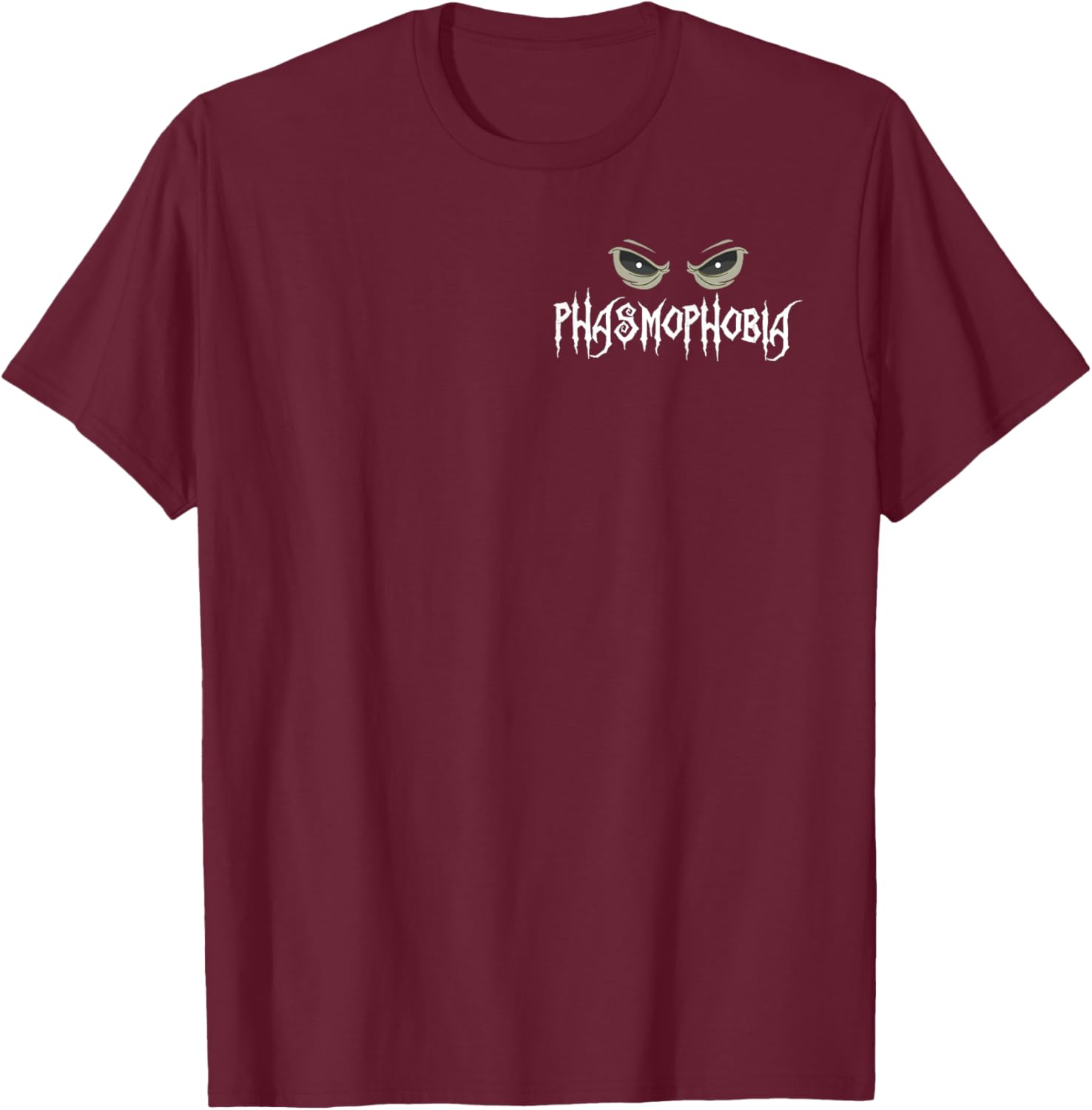 Phasmophobia Spooky Horror Eyes Ghost Hunting T-Shirt - T-Shirt | Maroon