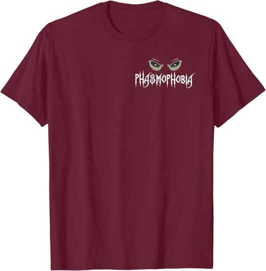 Phasmophobia Spooky Horror Eyes Ghost Hunting T-Shirt - T-Shirt | Maroon
