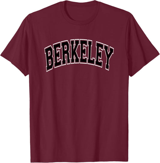 Berkeley Arched Black Text T-Shirt - T-Shirt | Maroon