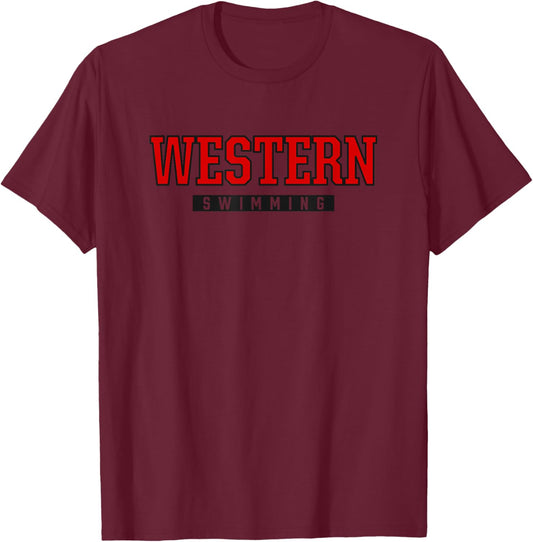Western High School Swimming T-Shirt - T-Shirt | Maroon